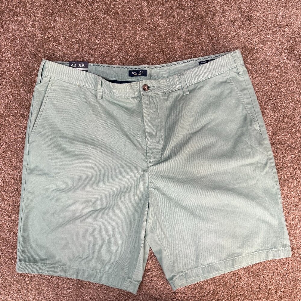 Nautica The Duck‎ Short Mens 42x8.5 Green Cotton High Rise Classic Fit Outdoor